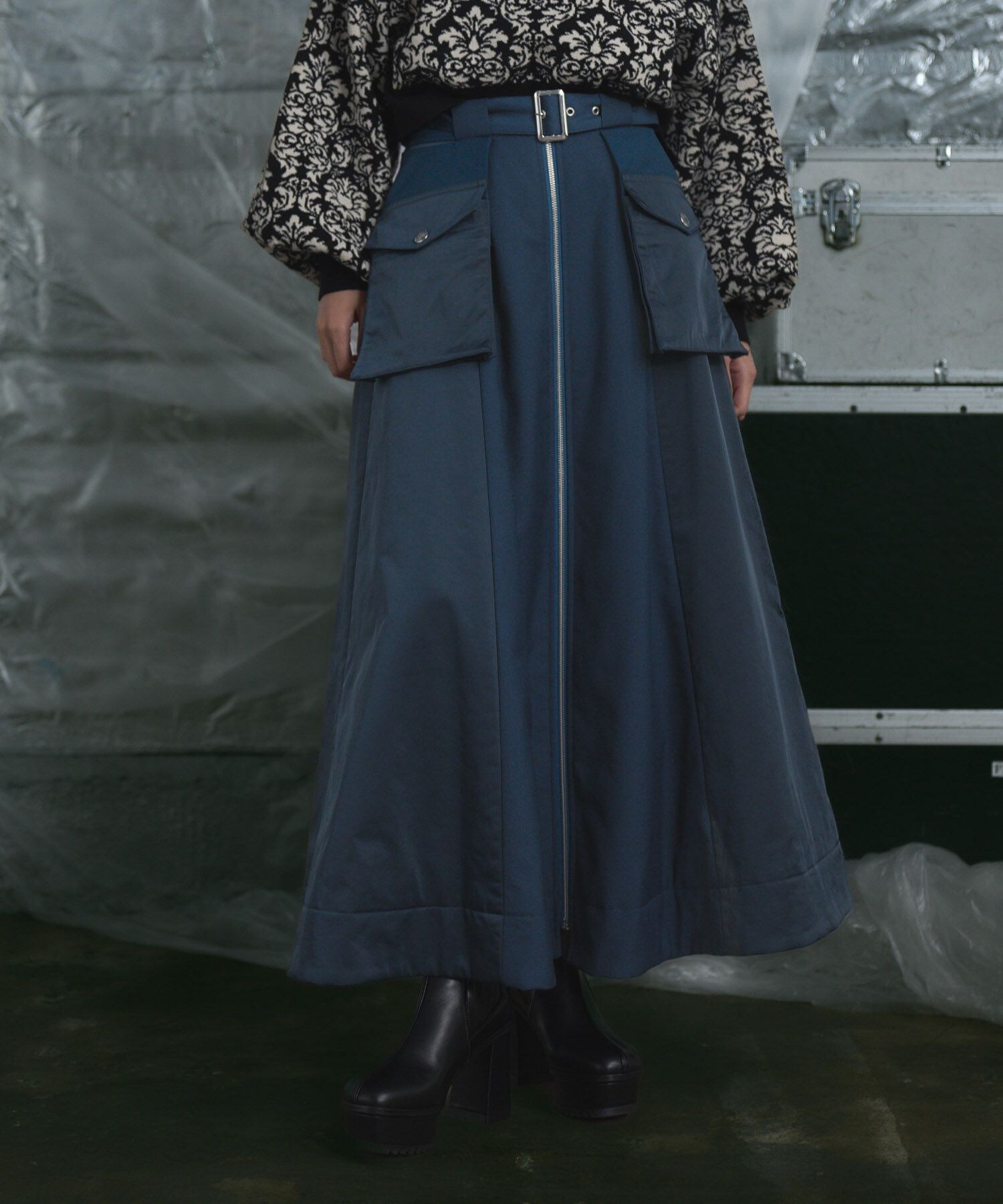 WEB先行予約 SET UP対応 LADIES】イソザイキリカエポケットスカート  