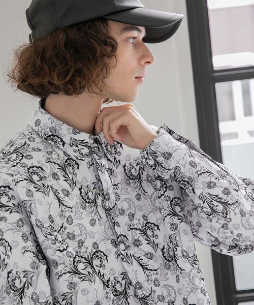 オンラインで人気の商品 HARE ジャガードフラワーパターンシャツ シャツ