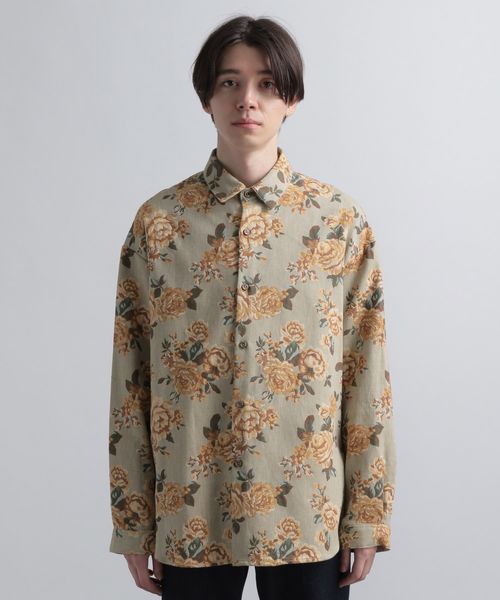 日本買い HARE ジャガードフラワーパターンシャツ シャツ