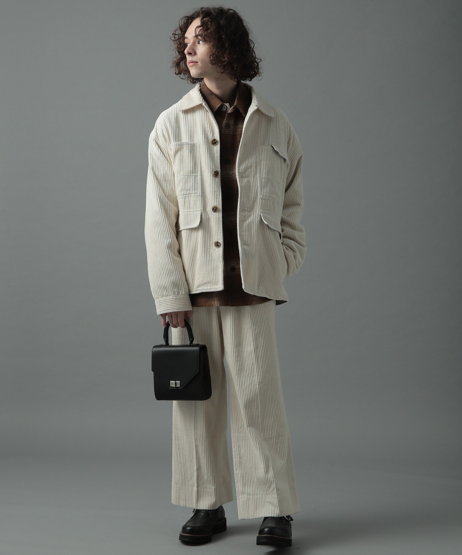 送料無料 セットアップ コーデュロイ 白コーデ Hare ノーカラージャケット App Zen Com