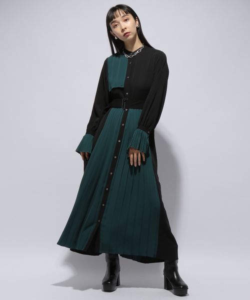 【美品】HARE/ハレ/ソデプリーツキリカエワンピース ロングワンピース 魅力的な価格