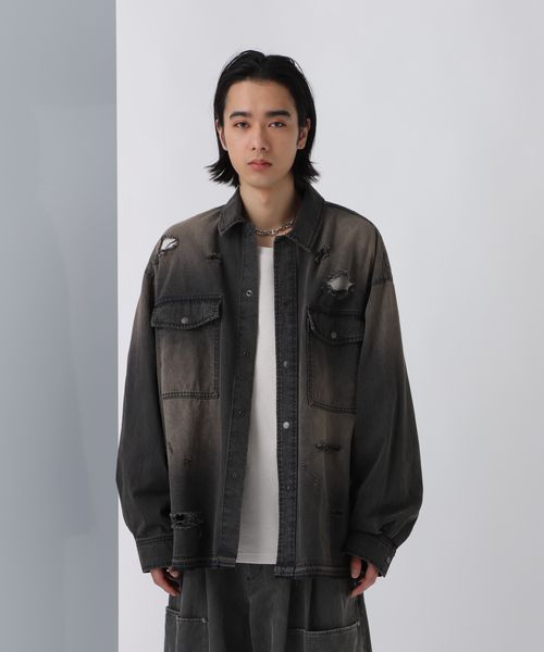 HARE 【SET UP対応】ダメージデニムシャツ ブラウン FREE メンズインナー ハレ 289013 and ST アンドエスティ(旧ドットエスティ) HARE 【SET UP対応】ダメージデニムシャツ ブラウン FREE メンズインナー ハレ 289013 and ST アンドエスティ(旧ドットエスティ)
