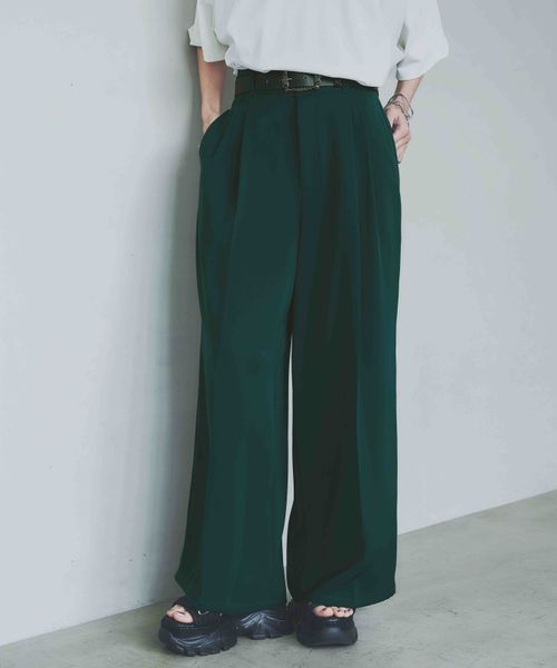 HARE 【SETUP対応 LADIES】トロミワイドストレートパンツ カーキ M ウィメンズボトムス ハレ 289414 and ST アンドエスティ(旧ドットエスティ) HARE 【SETUP対応 LADIES】トロミワイドストレートパンツ カーキ M ウィメンズボトムス ハレ 289414 and ST アンドエスティ(旧ドットエスティ)