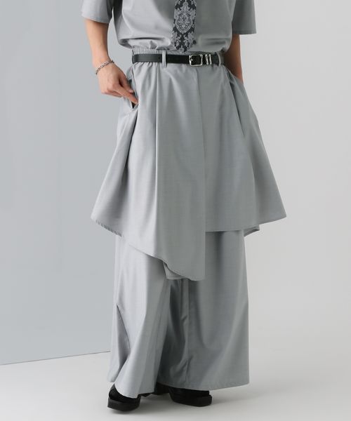 HARE 【SET UP対応】SKIRTレイヤードパンツ グレー FREE メンズボトムス ハレ 290208 and ST アンドエスティ(旧ドットエスティ) HARE 【SET UP対応】SKIRTレイヤードパンツ グレー FREE メンズボトムス ハレ 290208 and ST アンドエスティ(旧ドットエスティ)
