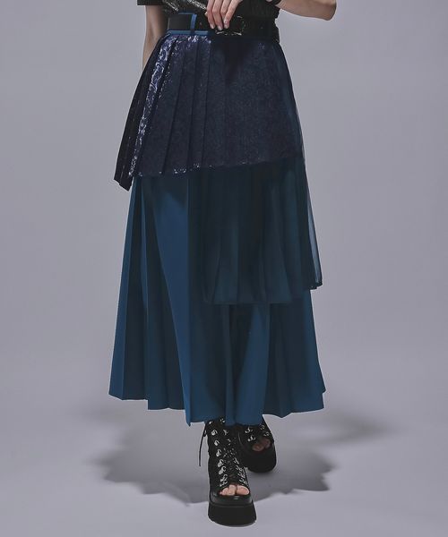 HARE 【SETUP対応 LADIES】アシメミックスプリーツスカート ブルー FREE ウィメンズボトムス ハレ 310346 and ST アンドエスティ(旧ドットエスティ) HARE 【SETUP対応 LADIES】アシメミックスプリーツスカート ブルー FREE ウィメンズボトムス ハレ 310346 and ST アンドエスティ(旧ドットエスティ)