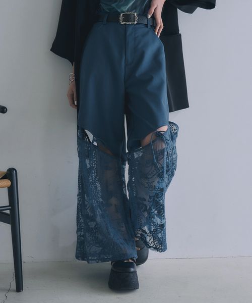HARE 【SET UP対応 LADIES】レースカットアウトパンツ ブルー FREE ウィメンズボトムス ハレ 324861 and ST アンドエスティ(旧ドットエスティ) HARE 【SET UP対応 LADIES】レースカットアウトパンツ ブルー FREE ウィメンズボトムス ハレ 324861 and ST アンドエスティ(旧ドットエスティ)