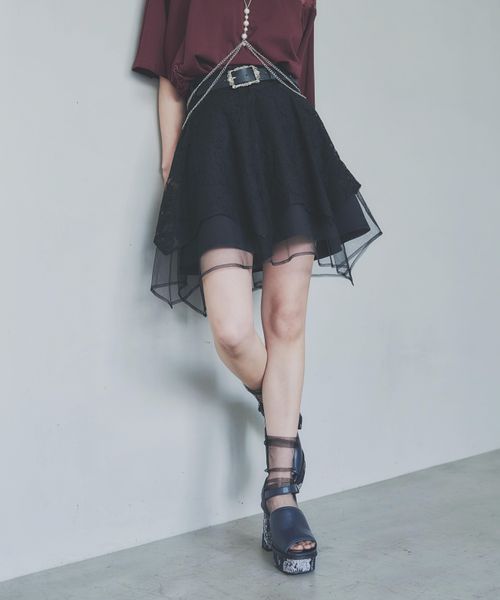 HARE 【SET UP対応 LADIES】レースレイヤースカパン ブラック FREE ウィメンズボトムス ハレ 325930 and ST アンドエスティ(旧ドットエスティ) HARE 【SET UP対応 LADIES】レースレイヤースカパン ブラック FREE ウィメンズボトムス ハレ 325930 and ST アンドエスティ(旧ドットエスティ)