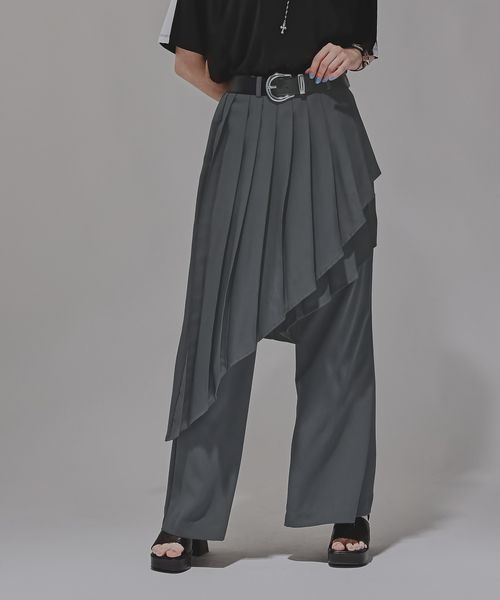 HARE 【LADIES】プリーツレイヤーフレアパンツ チャコールグレー FREE ウィメンズボトムス ハレ 326070 and ST アンドエスティ(旧ドットエスティ) HARE 【LADIES】プリーツレイヤーフレアパンツ チャコールグレー FREE ウィメンズボトムス ハレ 326070 and ST アンドエスティ(旧ドットエスティ)