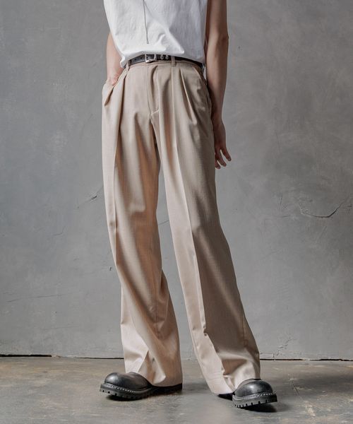 HARE 【SET UP対応】2タックワイドストレートトラウザー ベージュ M メンズボトムス ハレ 327120 and ST アンドエスティ(旧ドットエスティ) HARE 【SET UP対応】2タックワイドストレートトラウザー ベージュ M メンズボトムス ハレ 327120 and ST アンドエスティ(旧ドットエスティ)