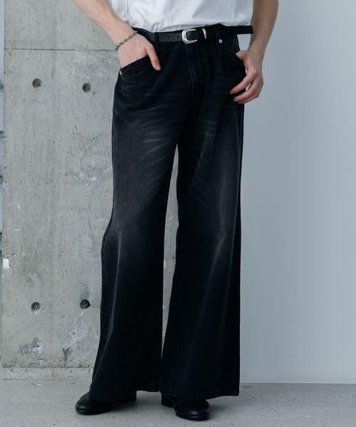HARE 【一部カラーWEB先行予約】デニムワイドフレアパンツ ブラック M メンズボトムス ハレ 327251 and ST アンドエスティ(旧ドットエスティ) HARE 【一部カラーWEB先行予約】デニムワイドフレアパンツ ブラック M メンズボトムス ハレ 327251 and ST アンドエスティ(旧ドットエスティ)