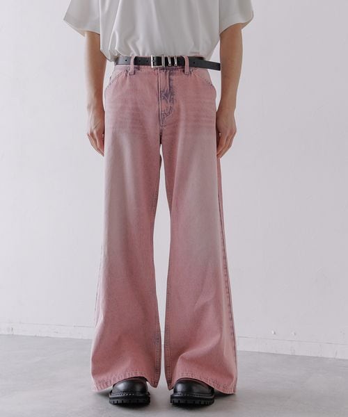 HARE 【一部カラーWEB先行予約】デニムワイドフレアパンツ ピンク M メンズボトムス ハレ 327251 and ST アンドエスティ(旧ドットエスティ) HARE 【一部カラーWEB先行予約】デニムワイドフレアパンツ ピンク M メンズボトムス ハレ 327251 and ST アンドエスティ(旧ドットエスティ)