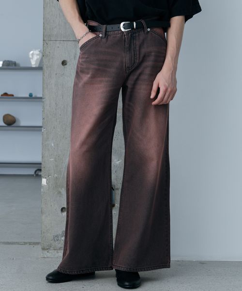 HARE デニムワイドフレアパンツ レッド M メンズボトムス ハレ 327251 and ST アンドエスティ(旧ドットエスティ) HARE デニムワイドフレアパンツ レッド M メンズボトムス ハレ 327251 and ST アンドエスティ(旧ドットエスティ)