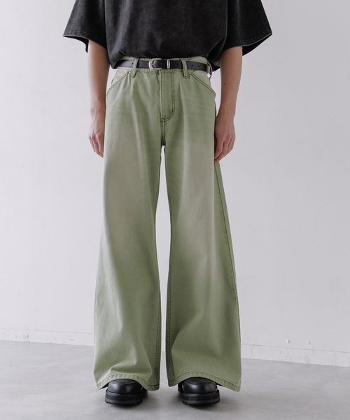 HARE 【一部カラーWEB先行予約】デニムワイドフレアパンツ グリーン M メンズボトムス ハレ 327251 and ST アンドエスティ(旧ドットエスティ) HARE 【一部カラーWEB先行予約】デニムワイドフレアパンツ グリーン M メンズボトムス ハレ 327251 and ST アンドエスティ(旧ドットエスティ)