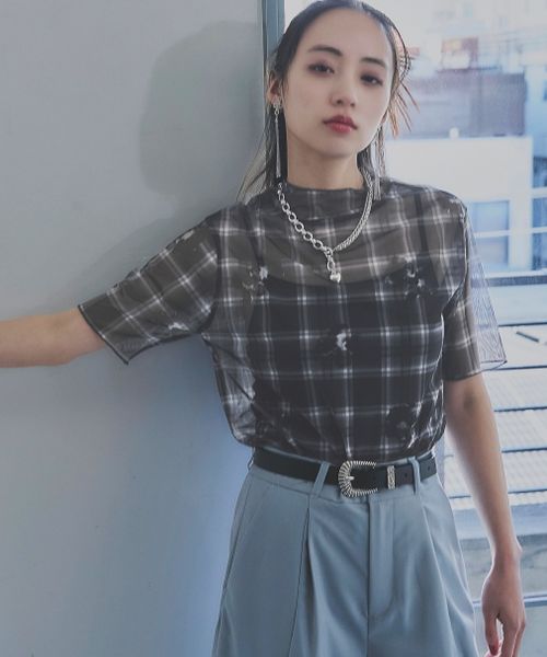 HARE 【LADIES】チェックフラワーシアートップス ブラック FREE ウィメンズインナー ハレ 327432 and ST アンドエスティ(旧ドットエスティ) HARE 【LADIES】チェックフラワーシアートップス ブラック FREE ウィメンズインナー ハレ 327432 and ST アンドエスティ(旧ドットエスティ)