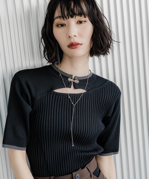 HARE 【LADIES】フロントアキチャイナリブニット ブラック FREE ウィメンズインナー ハレ 327835 and ST アンドエスティ(旧ドットエスティ) HARE 【LADIES】フロントアキチャイナリブニット ブラック FREE ウィメンズインナー ハレ 327835 and ST アンドエスティ(旧ドットエスティ)