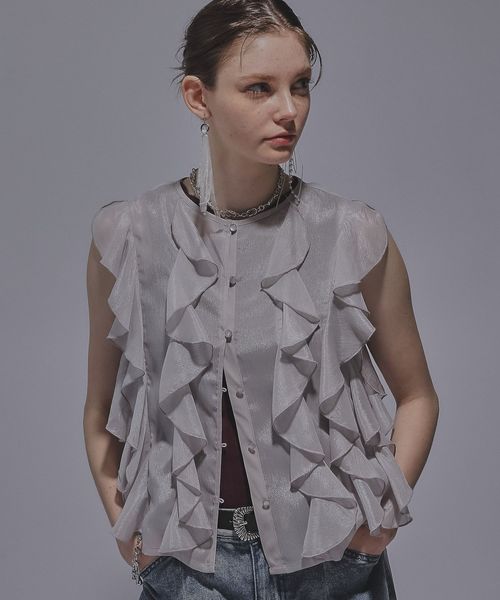 HARE 【LADIES】ノースリーブフリルシャツ ライトグレー FREE ウィメンズインナー ハレ 417722 and ST アンドエスティ(旧ドットエスティ) HARE 【LADIES】ノースリーブフリルシャツ ライトグレー FREE ウィメンズインナー ハレ 417722 and ST アンドエスティ(旧ドットエスティ)