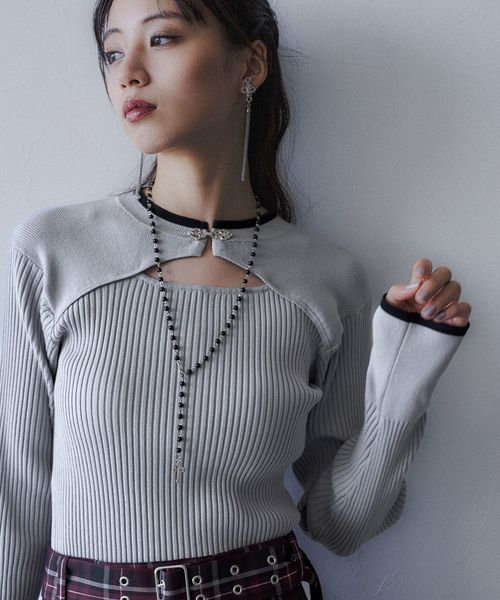 HARE 【LADIES】チャイナカットアウトリブニット ライトグレー FREE ウィメンズインナー ハレ 452336 and ST アンドエスティ(旧ドットエスティ) HARE 【LADIES】チャイナカットアウトリブニット ライトグレー FREE ウィメンズインナー ハレ 452336 and ST アンドエスティ(旧ドットエスティ)