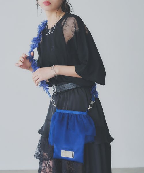 HARE 【LADIES】チュールフリルミニショルダーバッグ ブルー ウィメンズグッズ ハレ 453344 and ST アンドエスティ(旧ドットエスティ) HARE 【LADIES】チュールフリルミニショルダーバッグ ブルー ウィメンズグッズ ハレ 453344 and ST アンドエスティ(旧ドットエスティ)