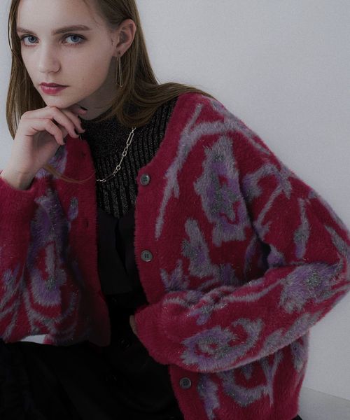 HARE 【一部カラー予約受付中！LADIES】2WAYフラワーガララメシャギーカーディガン ボルドー FREE ウィメンズインナー ハレ 459818 and ST アンドエスティ（旧ドットエスティ）