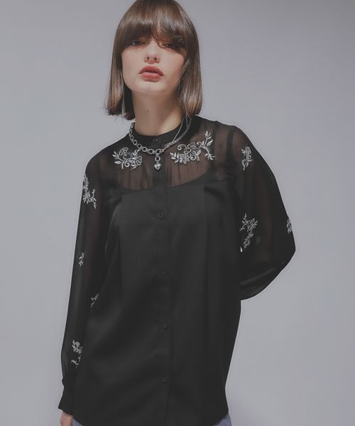 HARE 【LADIES】シシュウシアーシャツ ブラック FREE ウィメンズインナー ハレ 490448 and ST アンドエスティ(旧ドットエスティ) HARE 【LADIES】シシュウシアーシャツ ブラック FREE ウィメンズインナー ハレ 490448 and ST アンドエスティ(旧ドットエスティ)