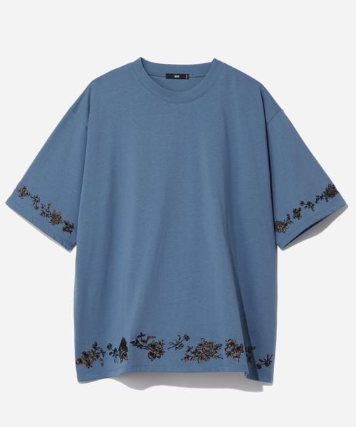 HARE シシュウモチーフカットソー ブルー S メンズインナー ハレ 490974 and ST アンドエスティ(旧ドットエスティ) HARE シシュウモチーフカットソー ブルー S メンズインナー ハレ 490974 and ST アンドエスティ(旧ドットエスティ)