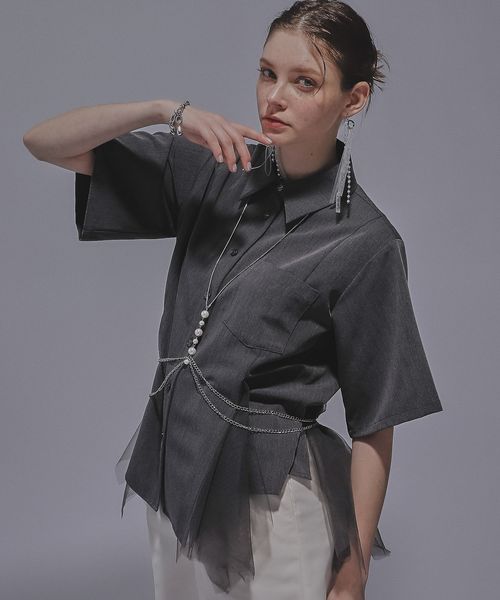 HARE 【LADIES】ペプラムシャツ チャコールグレー FREE ウィメンズインナー ハレ 491098 and ST アンドエスティ(旧ドットエスティ) HARE 【LADIES】ペプラムシャツ チャコールグレー FREE ウィメンズインナー ハレ 491098 and ST アンドエスティ(旧ドットエスティ)