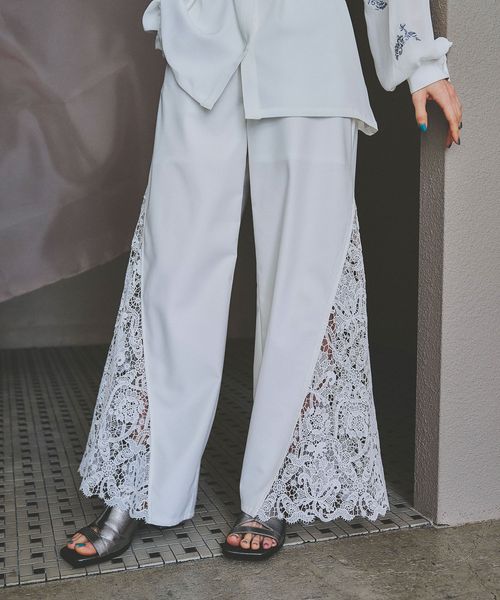 HARE 【SET UP対応 LADIES】サイドレースキリカエワイドパンツ ナチュラル FREE ウィメンズボトムス ハレ 492313 and ST アンドエスティ(旧ドットエスティ) HARE 【SET UP対応 LADIES】サイドレースキリカエワイドパンツ ナチュラル FREE ウィメンズボトムス ハレ 492313 and ST アンドエスティ(旧ドットエスティ)