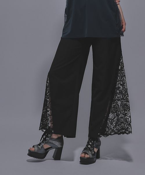 HARE 【SET UP対応 LADIES】サイドレースキリカエワイドパンツ ブラック FREE ウィメンズボトムス ハレ 492313 and ST アンドエスティ(旧ドットエスティ) HARE 【SET UP対応 LADIES】サイドレースキリカエワイドパンツ ブラック FREE ウィメンズボトムス ハレ 492313 and ST アンドエスティ(旧ドットエスティ)