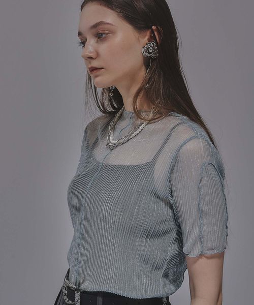 HARE 【新色予約開始 LADIES】ラメプリーツシアートップス ライトブルー FREE ウィメンズインナー ハレ 492471 and ST アンドエスティ(旧ドットエスティ) HARE 【新色予約開始 LADIES】ラメプリーツシアートップス ライトブルー FREE ウィメンズインナー ハレ 492471 and ST アンドエスティ(旧ドットエスティ)