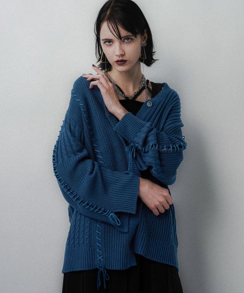 HARE 【LADIES】パッチワークカーディガン ブルー FREE ウィメンズインナー ハレ 492638 and ST アンドエスティ(旧ドットエスティ) HARE 【LADIES】パッチワークカーディガン ブルー FREE ウィメンズインナー ハレ 492638 and ST アンドエスティ(旧ドットエスティ)
