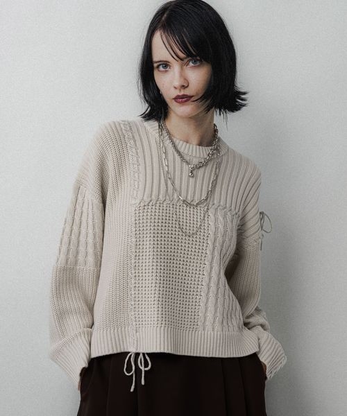 HARE 【LADIES】パッチワークショートニットプルオーバー ナチュラル FREE ウィメンズインナー ハレ 492682 and ST アンドエスティ(旧ドットエスティ) HARE 【LADIES】パッチワークショートニットプルオーバー ナチュラル FREE ウィメンズインナー ハレ 492682 and ST アンドエスティ(旧ドットエスティ)