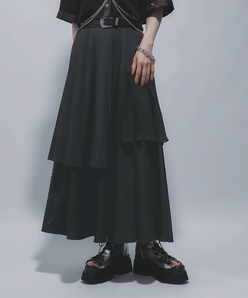 HARE 【SET UP対応 LADIES】ジャガードプリーツレイヤースカート ブラック FREE ウィメンズボトムス ハレ 494119 and ST アンドエスティ(旧ドットエスティ) HARE 【SET UP対応 LADIES】ジャガードプリーツレイヤースカート ブラック FREE ウィメンズボトムス ハレ 494119 and ST アンドエスティ(旧ドットエスティ)