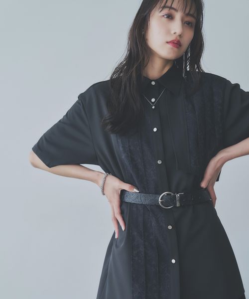 HARE 【SETUP対応 LADIES】ジャガードアシメプリーツシャツ ブラック FREE ウィメンズインナー ハレ 494405 and ST アンドエスティ(旧ドットエスティ) HARE 【SETUP対応 LADIES】ジャガードアシメプリーツシャツ ブラック FREE ウィメンズインナー ハレ 494405 and ST アンドエスティ(旧ドットエスティ)