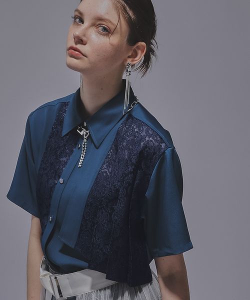 HARE 【SETUP対応 LADIES】ジャガードアシメプリーツシャツ ブルー FREE ウィメンズインナー ハレ 494405 and ST アンドエスティ(旧ドットエスティ) HARE 【SETUP対応 LADIES】ジャガードアシメプリーツシャツ ブルー FREE ウィメンズインナー ハレ 494405 and ST アンドエスティ(旧ドットエスティ)