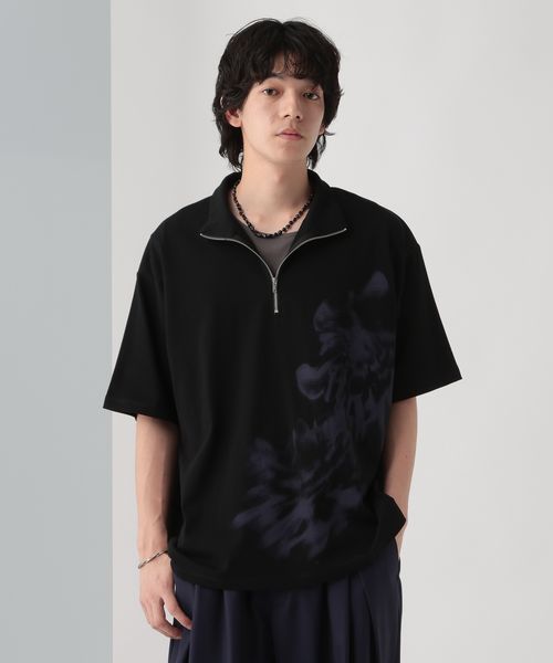 HARE ハーフZIPモチーフプリントカット ブラック FREE メンズインナー ハレ 495448 and ST アンドエスティ(旧ドットエスティ) HARE ハーフZIPモチーフプリントカット ブラック FREE メンズインナー ハレ 495448 and ST アンドエスティ(旧ドットエスティ)