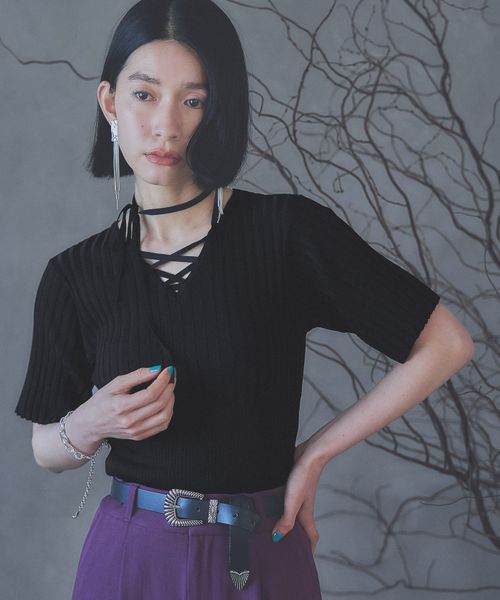 HARE 【LADIES】レースアップリブニットT ブラック FREE ウィメンズインナー ハレ 495660 and ST アンドエスティ(旧ドットエスティ) HARE 【LADIES】レースアップリブニットT ブラック FREE ウィメンズインナー ハレ 495660 and ST アンドエスティ(旧ドットエスティ)