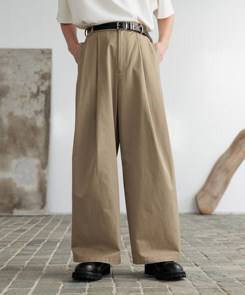 HARE シルキーコットンワイドストレートパンツ ベージュ FREE メンズボトムス ハレ 497060 and ST アンドエスティ(旧ドットエスティ) HARE シルキーコットンワイドストレートパンツ ベージュ FREE メンズボトムス ハレ 497060 and ST アンドエスティ(旧ドットエスティ)