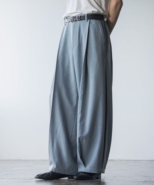 HARE 【SET UP対応】メランジワイドテーパードパンツ ブルー M メンズボトムス ハレ 497067 and ST アンドエスティ(旧ドットエスティ) HARE 【SET UP対応】メランジワイドテーパードパンツ ブルー M メンズボトムス ハレ 497067 and ST アンドエスティ(旧ドットエスティ)