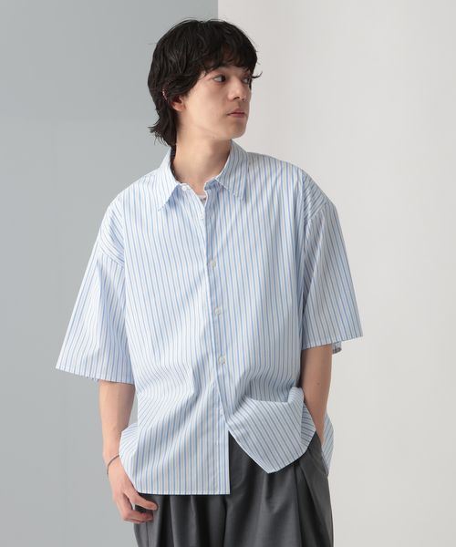 HARE 【WEB限定】マルチマテリアルストライプブロードシャツSS オフホワイト S メンズインナー ハレ 497781 and ST アンドエスティ(旧ドットエスティ) HARE 【WEB限定】マルチマテリアルストライプブロードシャツSS オフホワイト S メンズインナー ハレ 497781 and ST アンドエスティ(旧ドットエスティ)