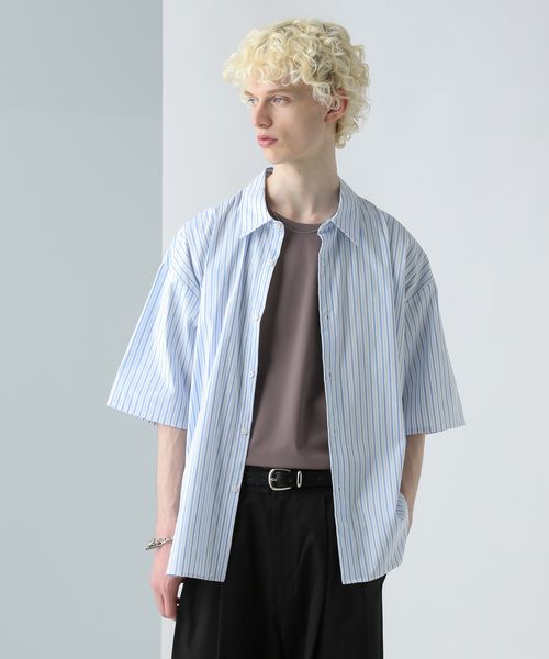 HARE 【WEB限定】マルチマテリアルストライプブロードシャツSS オフホワイト S メンズインナー ハレ 497781 and ST アンドエスティ(旧ドットエスティ) HARE 【WEB限定】マルチマテリアルストライプブロードシャツSS オフホワイト S メンズインナー ハレ 497781 and ST アンドエスティ(旧ドットエスティ)