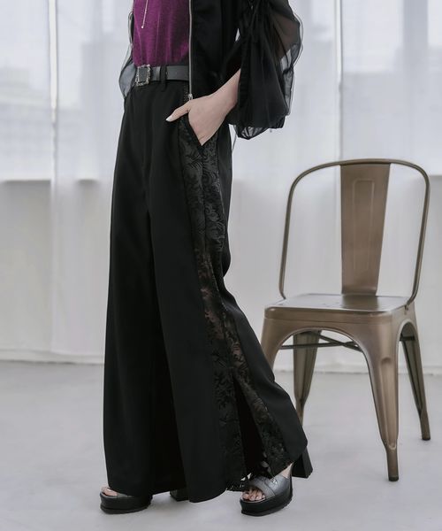 HARE 【SET UP対応 LADIES】ヴィンテージシシュウフレアパンツ ブラック FREE ウィメンズボトムス ハレ 498280 and ST アンドエスティ(旧ドットエスティ) HARE 【SET UP対応 LADIES】ヴィンテージシシュウフレアパンツ ブラック FREE ウィメンズボトムス ハレ 498280 and ST アンドエスティ(旧ドットエスティ)