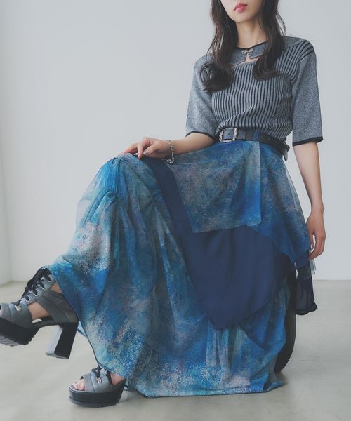 HARE 【YUMA TAKAHASHI×HARE SETUP対応 LADIES】MIXフレアスカート ブルー FREE ウィメンズボトムス ハレ 498774 and ST アンドエスティ(旧ドットエスティ) HARE 【YUMA TAKAHASHI×HARE SETUP対応 LADIES】MIXフレアスカート ブルー FREE ウィメンズボトムス ハレ 498774 and ST アンドエスティ(旧ドットエスティ)
