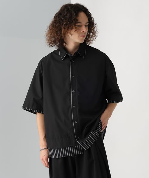 HARE 【追加予約受付中】レイヤードストライプシャツ ブラック FREE メンズインナー ハレ 499029 and ST アンドエスティ(旧ドットエスティ) HARE 【追加予約受付中】レイヤードストライプシャツ ブラック FREE メンズインナー ハレ 499029 and ST アンドエスティ(旧ドットエスティ)