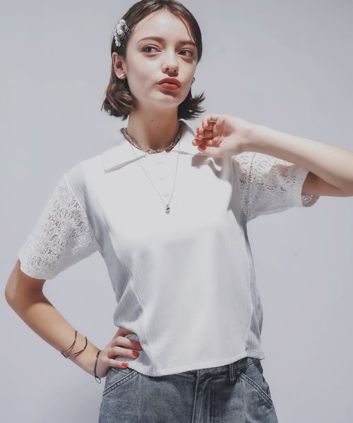 HARE 【LADIES】パッチワークポロT ナチュラル FREE ウィメンズインナー ハレ 499901 and ST アンドエスティ(旧ドットエスティ) HARE 【LADIES】パッチワークポロT ナチュラル FREE ウィメンズインナー ハレ 499901 and ST アンドエスティ(旧ドットエスティ)
