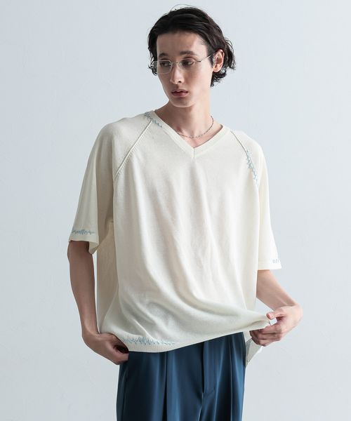 HARE Vネックステッチニットプルオーバー オフホワイト FREE メンズインナー ハレ 523840 and ST アンドエスティ(旧ドットエスティ) HARE Vネックステッチニットプルオーバー オフホワイト FREE メンズインナー ハレ 523840 and ST アンドエスティ(旧ドットエスティ)