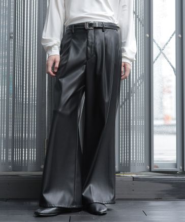 HARE レザーフレアパンツ　新品未使用⭐️ HARE スラックス 「SET UP対応」LUXEレザーワイドフレアパンツ