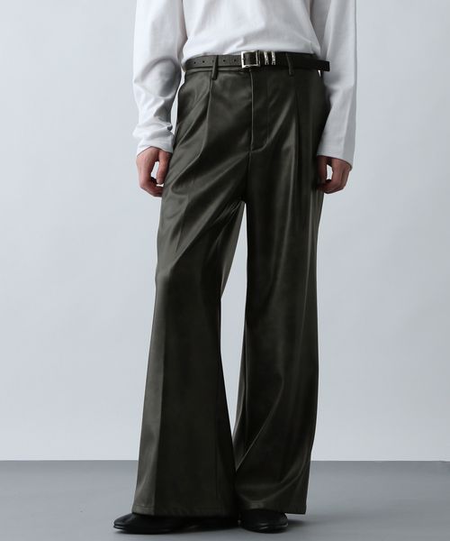 HARE 【SET UP対応】LUXEレザーワイドフレアパンツ チャコールグレー S メンズボトムス ハレ 571192 and ST アンドエスティ(旧ドットエスティ) HARE 【SET UP対応】LUXEレザーワイドフレアパンツ チャコールグレー S メンズボトムス ハレ 571192 and ST アンドエスティ(旧ドットエスティ)