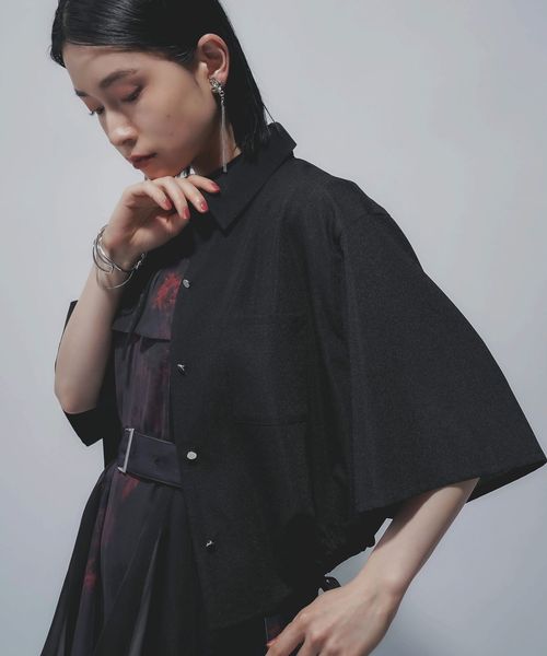 HARE 【LADIES】リネンライクショートシャツ ブラック FREE ウィメンズインナー ハレ 571301 and ST アンドエスティ(旧ドットエスティ) HARE 【LADIES】リネンライクショートシャツ ブラック FREE ウィメンズインナー ハレ 571301 and ST アンドエスティ(旧ドットエスティ)