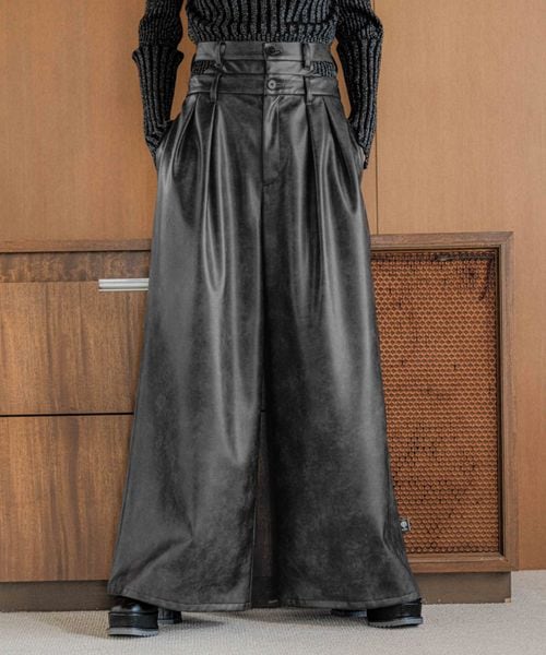 HARE 【SET UP対応 LADIES】フェイクレザーダブルウエストパンツ チャコールグレー FREE ウィメンズボトムス ハレ 571433 and ST アンドエスティ(旧ドットエスティ) HARE 【SET UP対応 LADIES】フェイクレザーダブルウエストパンツ チャコールグレー FREE ウィメンズボトムス ハレ 571433 and ST アンドエスティ(旧ドットエスティ)