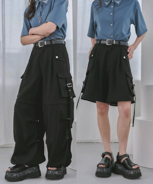 HARE 【LADIES】マルチWAYワイドカーゴパンツ ブラック FREE ウィメンズボトムス ハレ 572641 and ST アンドエスティ(旧ドットエスティ) HARE 【LADIES】マルチWAYワイドカーゴパンツ ブラック FREE ウィメンズボトムス ハレ 572641 and ST アンドエスティ(旧ドットエスティ)